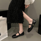 Damen Ballerinas mit elegantem Riemen und weicher Lederoberfläche R&B