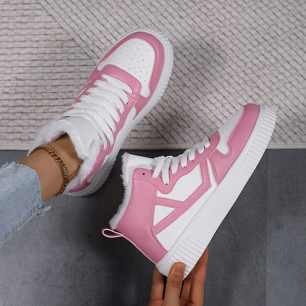 Damen Hohe Sneaker mit warmem Futter und rutschfester Sohle