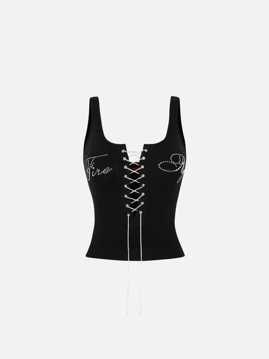 Damen Elegantes Knotentop mit perlenverzierten Details R&B