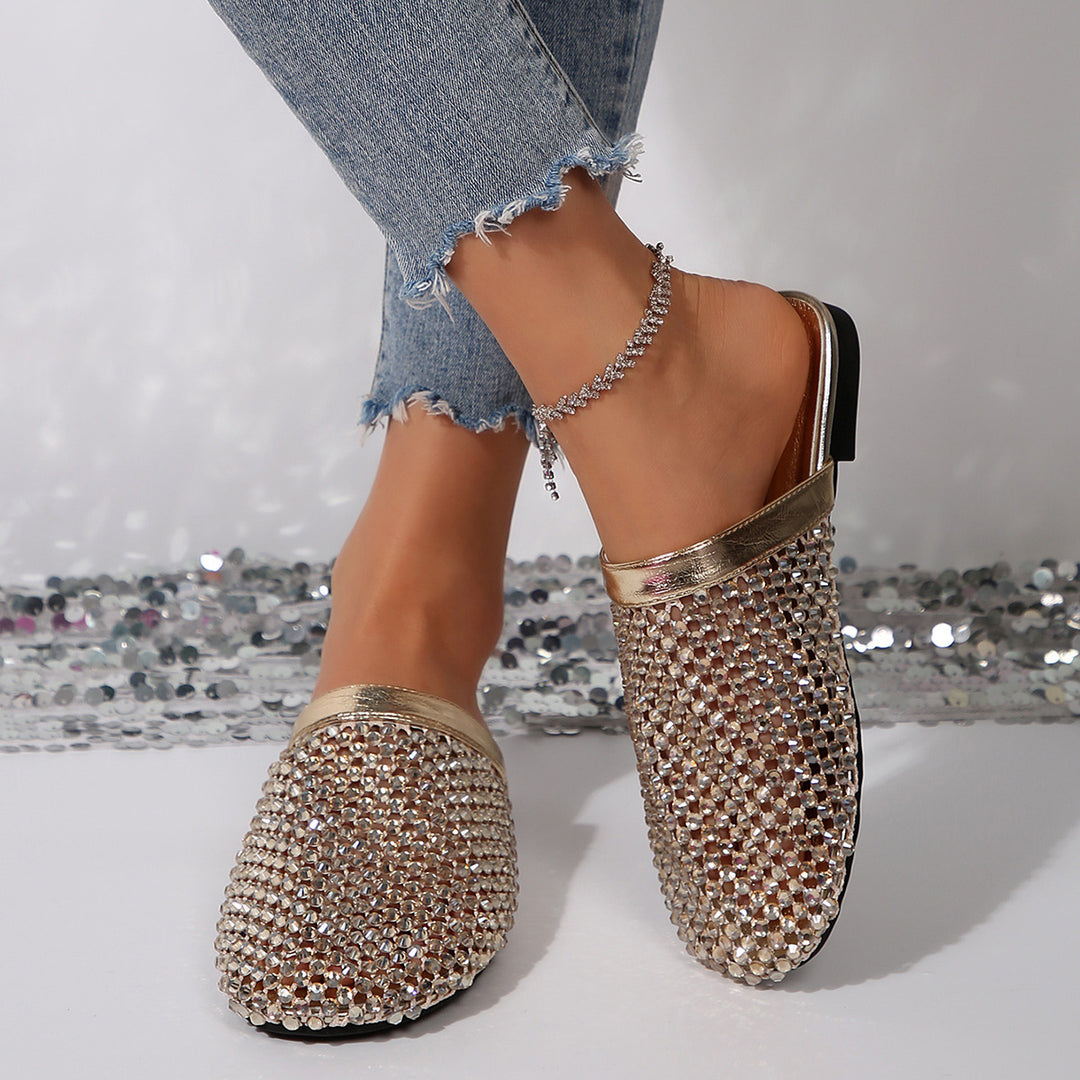 Damen glamouröse Clogs mit funkelnden Kristallverzierungen R&B