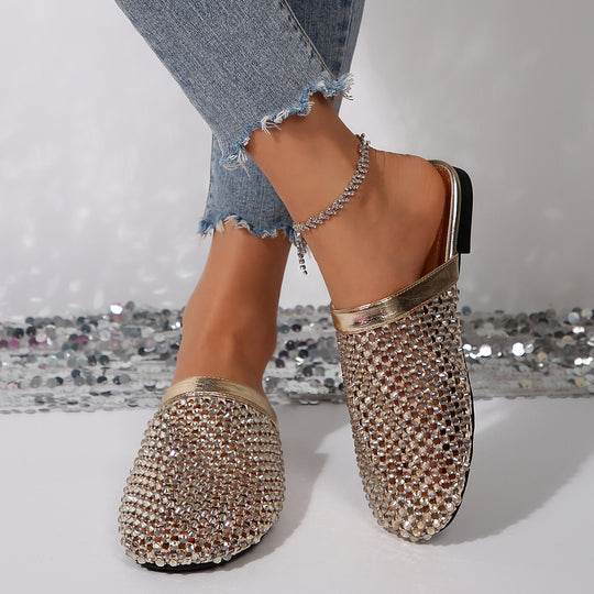 Damen glamouröse Clogs mit funkelnden Kristallverzierungen R&B