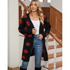 Damen Strick-Cardigan mit kreativem Halloween-Motiv R&B