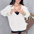Damen Flauschiger Cardigan mit praktischen Taschen und V-Ausschnitt R&B