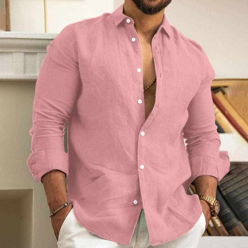 Herren Leinenhemd mit modernem Schnitt und atmungsaktiven Eigenschaften R&B