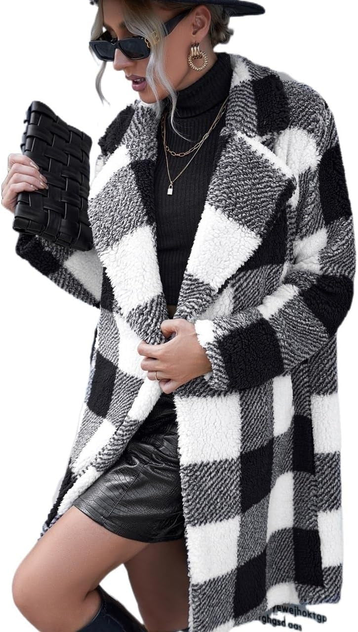 Damen Kuscheliger Karomantel mit oversized Schnitt und weichem Innenfutter R&B