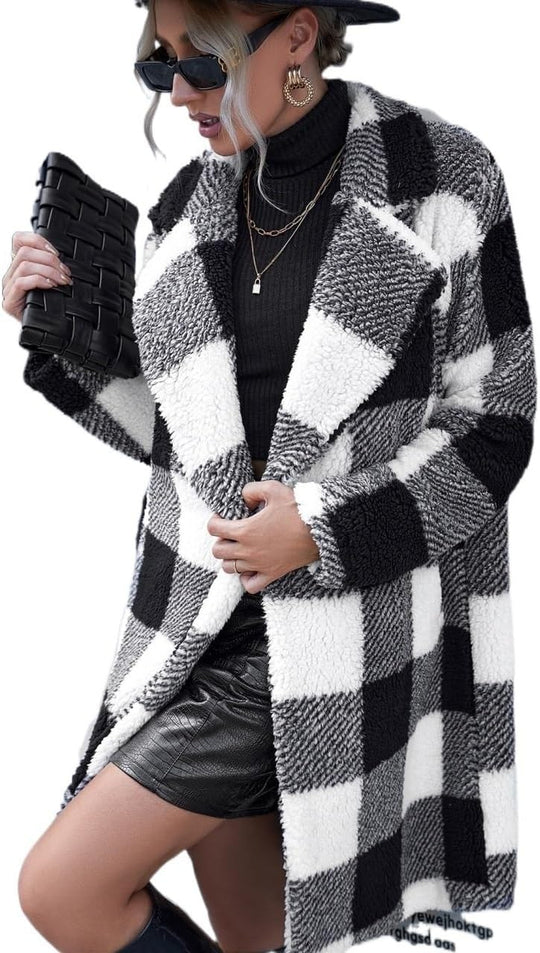 Damen Kuscheliger Karomantel mit oversized Schnitt und weichem Innenfutter R&B