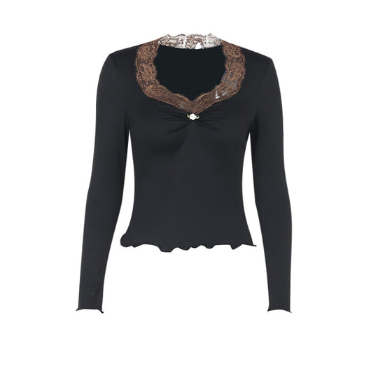 Damen Langarmshirt mit eleganter Spitze und verspieltem Detail R&B
