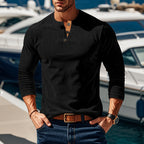 Herren Langarmshirt mit strukturiertem Stehkragen und praktischen Knopfdetails R&B