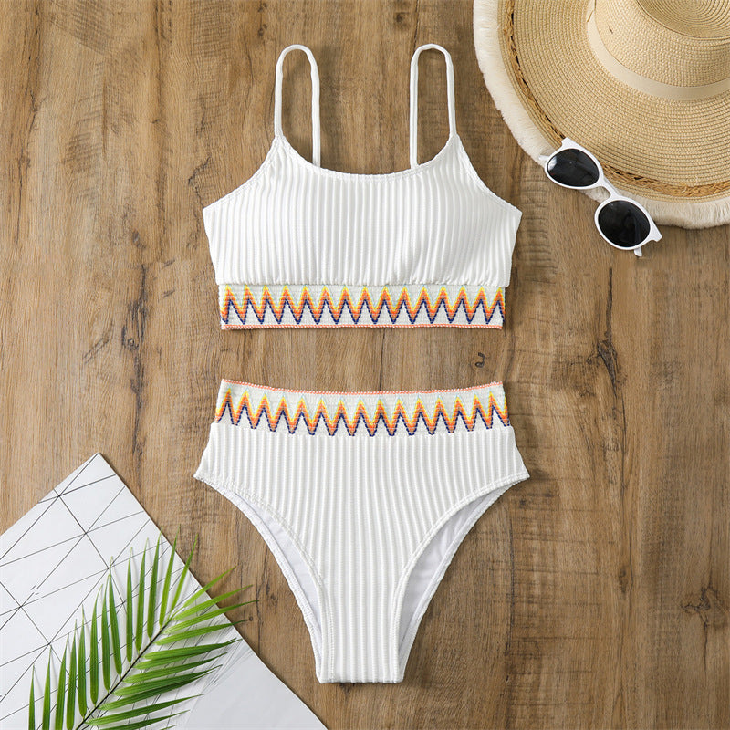 Damen Bikini-Set mit modischem Streifenmuster und hochwertigem Material R&B