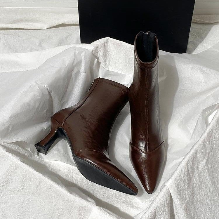 Damen Elegante High Heel Stiefeletten mit schmaler Silhouette und spitzem Design R&B