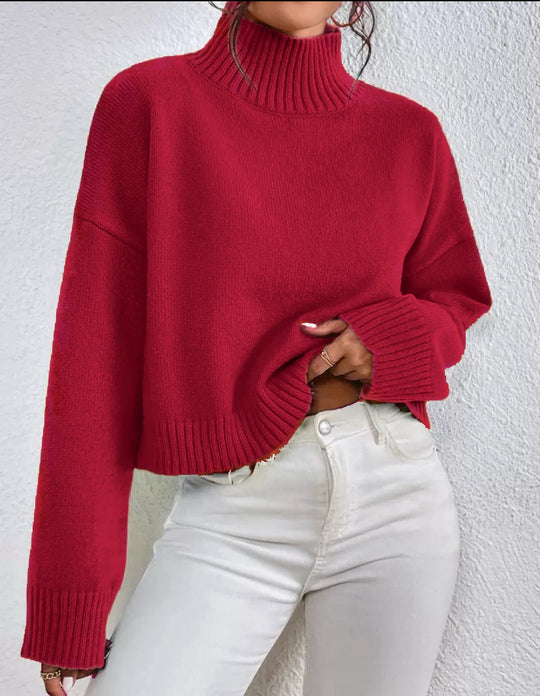 Damen modischer Kragenpullover aus weicher Wolle R&B