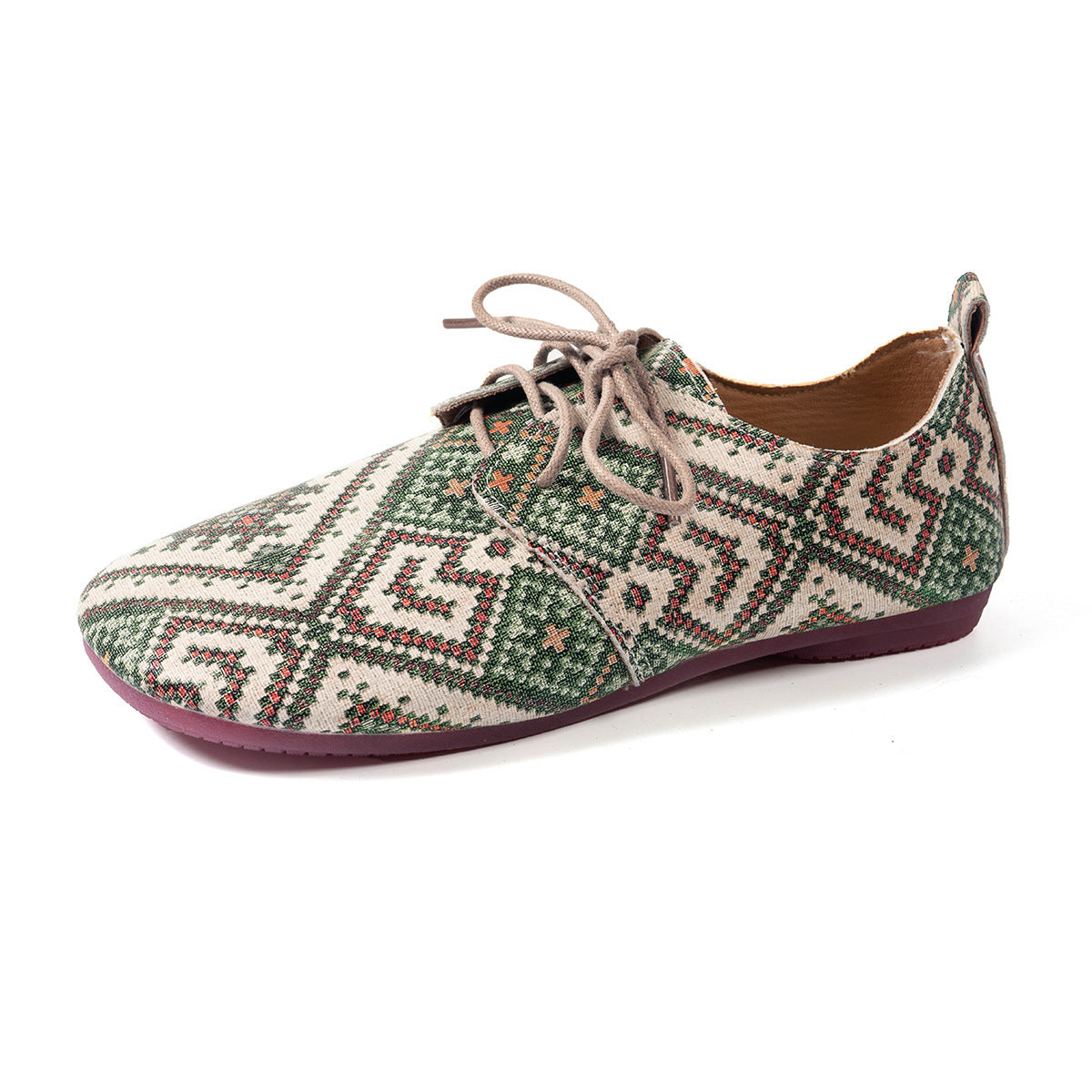Damen Fußfreundliche Lace-Up Sneakers mit traditionellem Muster R&B
