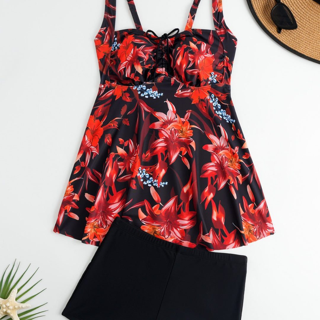 Damen Tankini mit floralem Oberteil und bequemen Shorts R&B