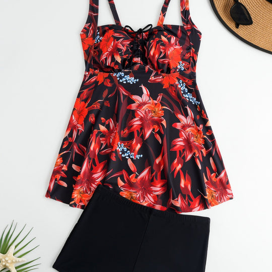 Damen Tankini mit floralem Oberteil und bequemen Shorts R&B