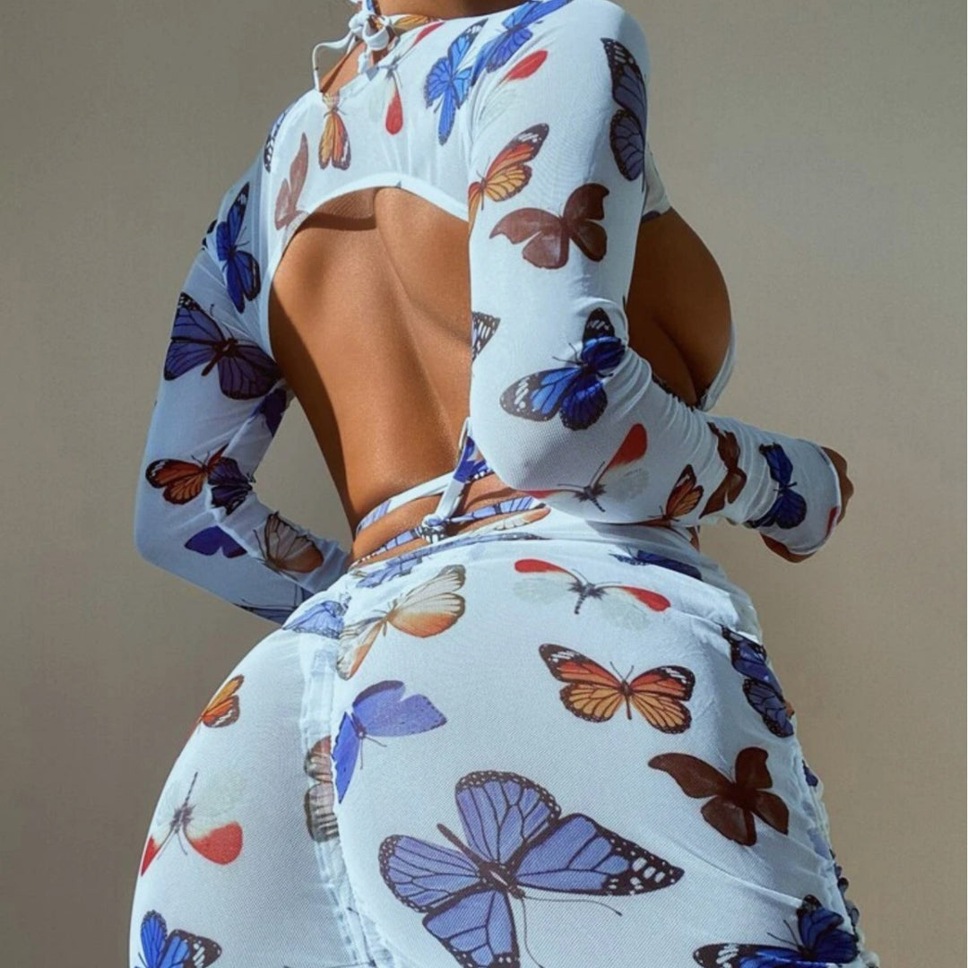 Damen Bikini mit langen Ärmeln und Cut-Out Design R&B