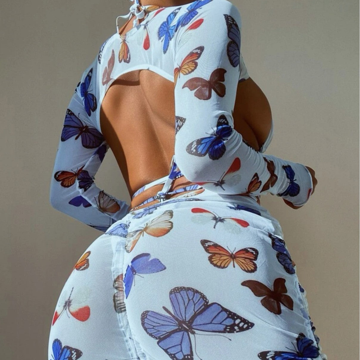 Damen Bikini mit langen Ärmeln und Cut-Out Design R&B