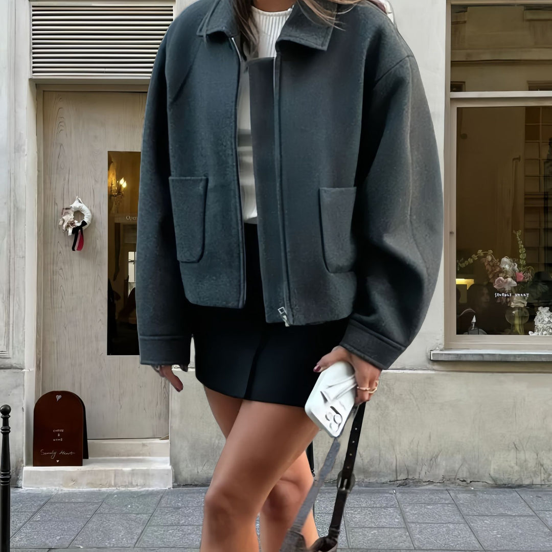 Damen lässige Oversize-Jacke mit praktischen aufgesetzten Taschen R&B