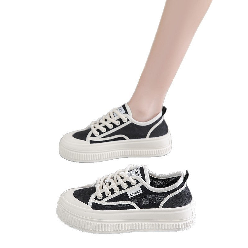 Damen Sneakers aus feiner Spitze mit Plateausohle