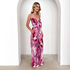 Damen Jumpsuit mit verspieltem Knotendetail und farbenfrohem Muster R&B