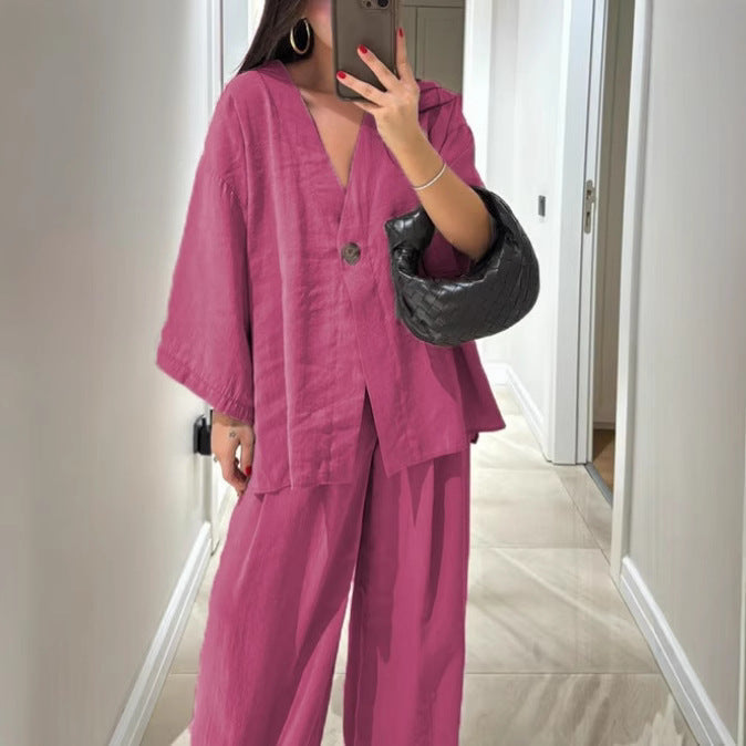 Damen Übergröße Chiffonjacke mit weit geschnittenen Ärmeln und akzentuiertem Knopf