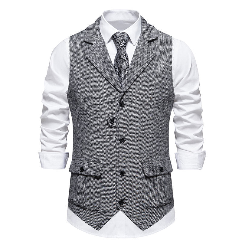 Herren elegante Weste mit strukturiertem Hahnentritt-Muster