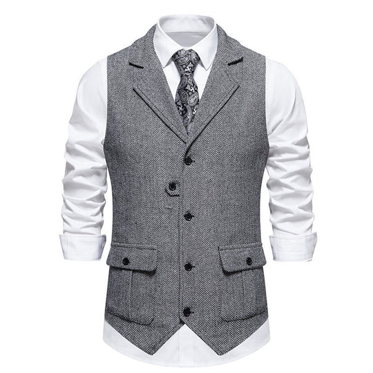 Herren elegante Weste mit strukturiertem Hahnentritt-Muster R&B