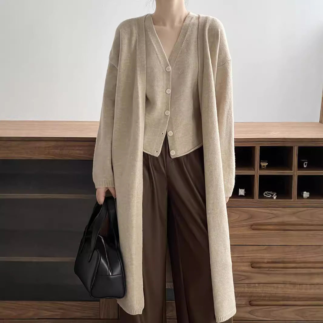 Damen Gemütliche Strickjacke mit offenem Schnitt und dekorativem Knopf R&B