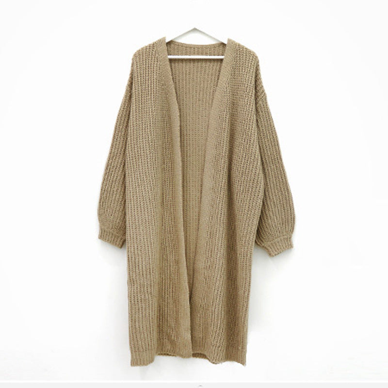 Damen Grober Strickcardigan mit offener Front und lässigem Schnitt R&B