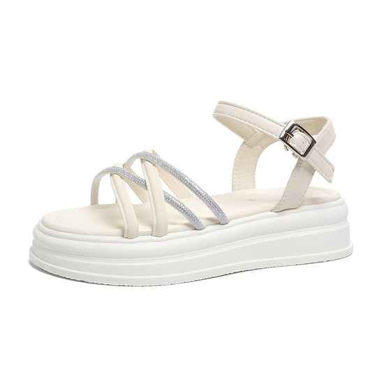 Damen Plateau-Sandalen mit Glitzerakzenten und verstellbarem Riemen R&B