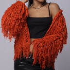 Damen Fransen-Pulloverjacke mit offenem Schnitt und stylischem Design EB