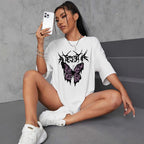 Damen oversized T-Shirt mit kreativem Schmetterlingsdesign R&B