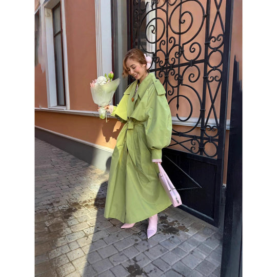Damen Oversized Trenchcoat mit voluminösen Ärmeln R&B