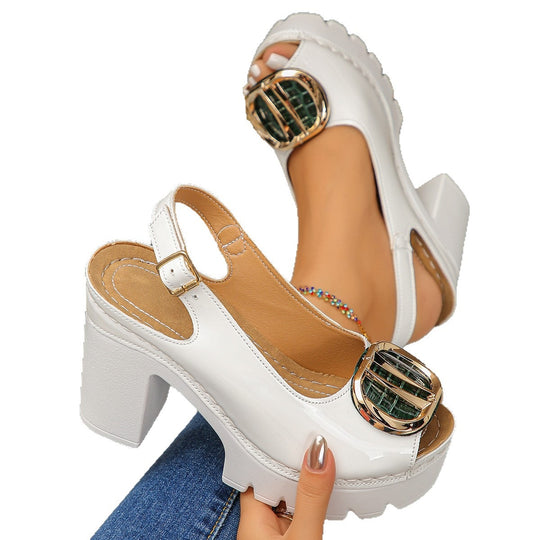 Damen Plateau-Sandalen mit eleganter Schnalle und modischem Design R&B