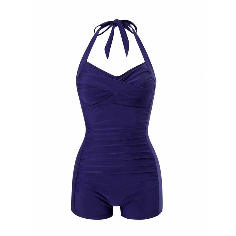 Damen Stilvoller Einteiler Badeanzug mit bindbarem Nackendesign R&B