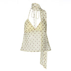 Damen Verspieltes Polka Dot Top mit Halter-Design und schickem Bindedetail R&B