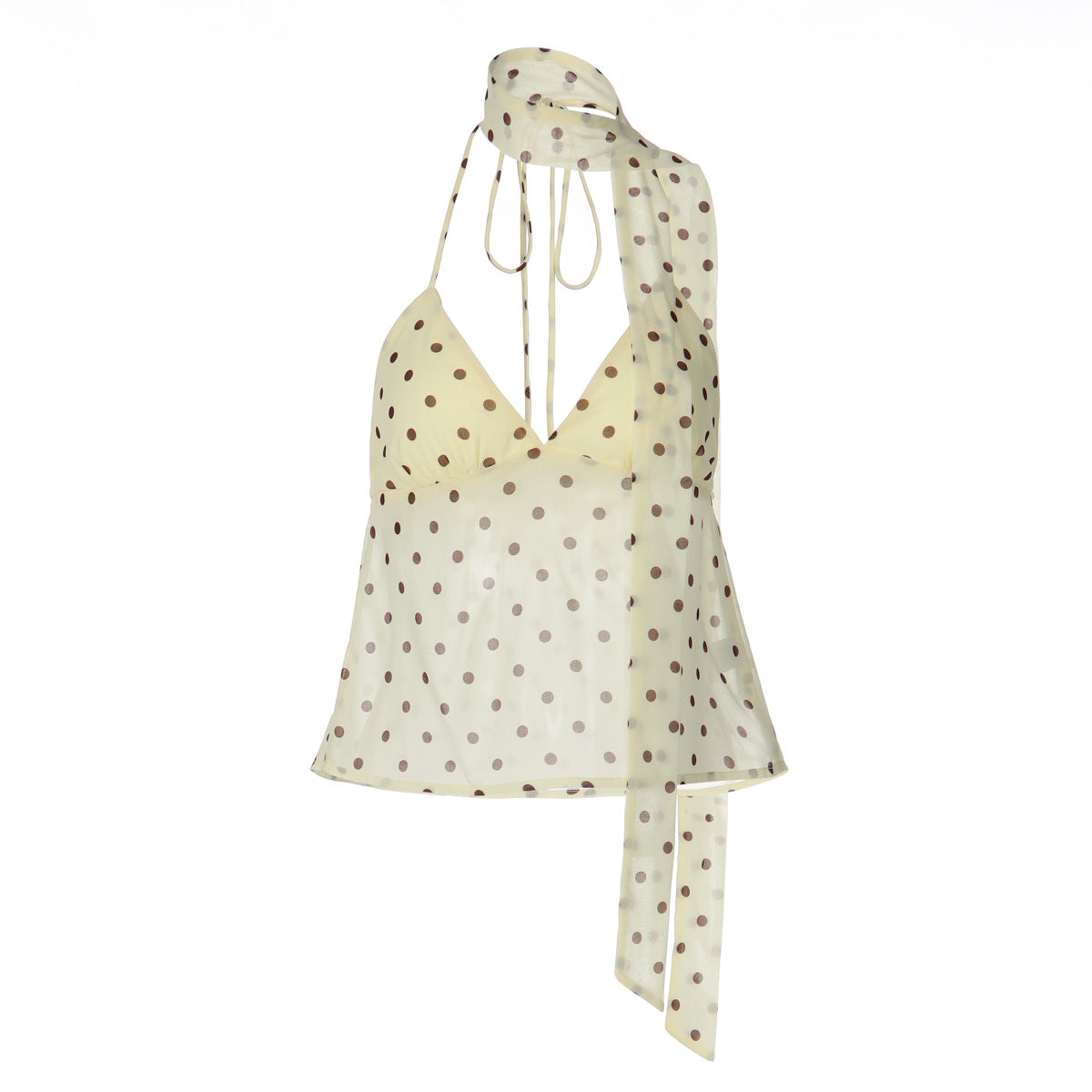 Damen Verspieltes Polka Dot Top mit Halter-Design und schickem Bindedetail R&B