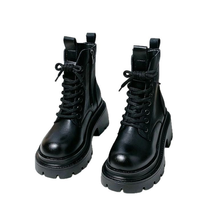 Damen Fashion-Stiefeletten mit hohem Blockabsatz und robustem Sohlenprofil
