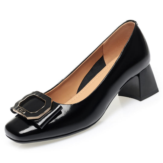 Damen Klassische Pumps mit phantasievollem Metallakzent und komfortablem Blockabsatz R&B