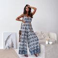 Damen Jumpsuit mit floralem Design und weit geschnittene Beinen R&B