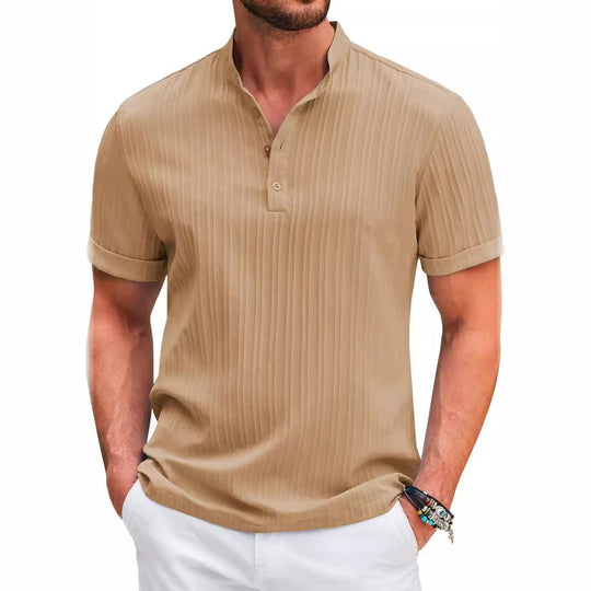 Herren Kurzarm Henley-T-Shirt mit strukturiertem Design R&B