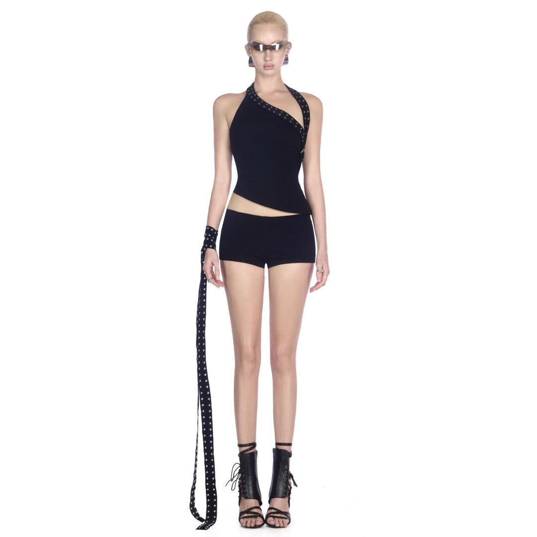 Damen Innovatives Cut-Out Top mit dekorativen Ösen R&B