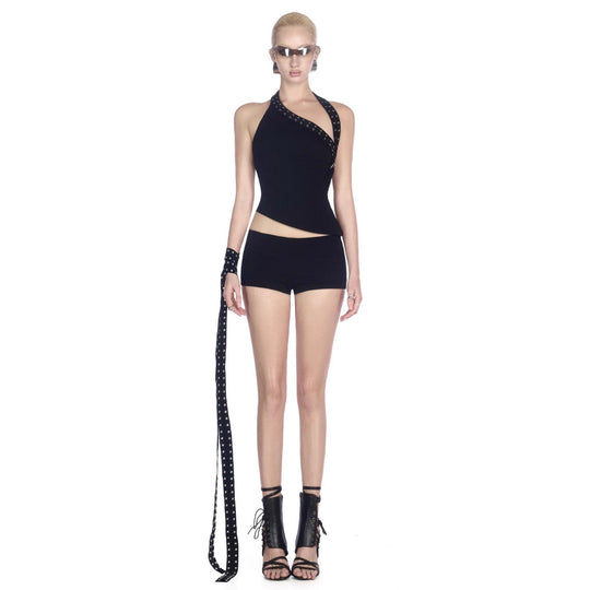 Damen Innovatives Cut-Out Top mit dekorativen Ösen R&B