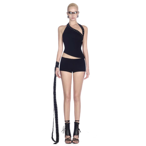 Damen Innovatives Cut-Out Top mit dekorativen Ösen R&B