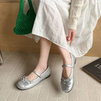 Damen Ballerinas mit elegantem Schnallen-Design und glitzerndem Obermaterial R&B