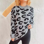 Damen gemütlicher Pullover im modernen Leopardenmuster R&B