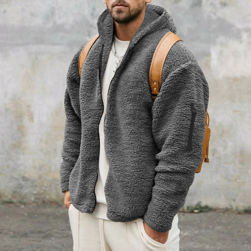 Herren fleecegefütterte Jacke mit praktischen Taschen und Kapuze R&B