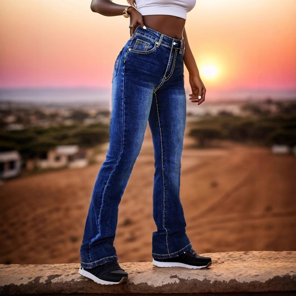 Damen Hochgeschnittene Jeans R&B