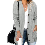 Damen Strickjacke mit dekorativem Zopfmuster und praktischen Taschen R&B