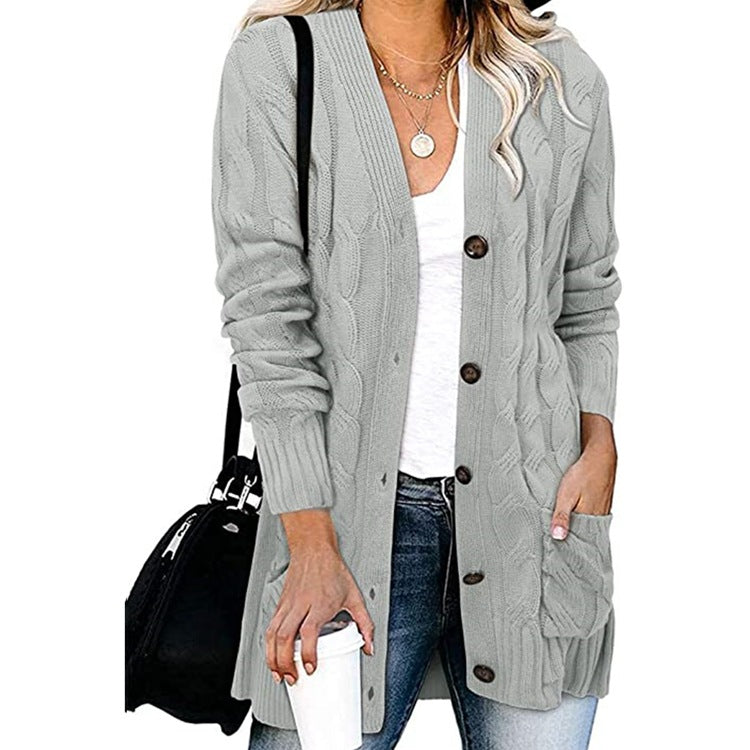 Damen Strickjacke mit dekorativem Zopfmuster und praktischen Taschen R&B