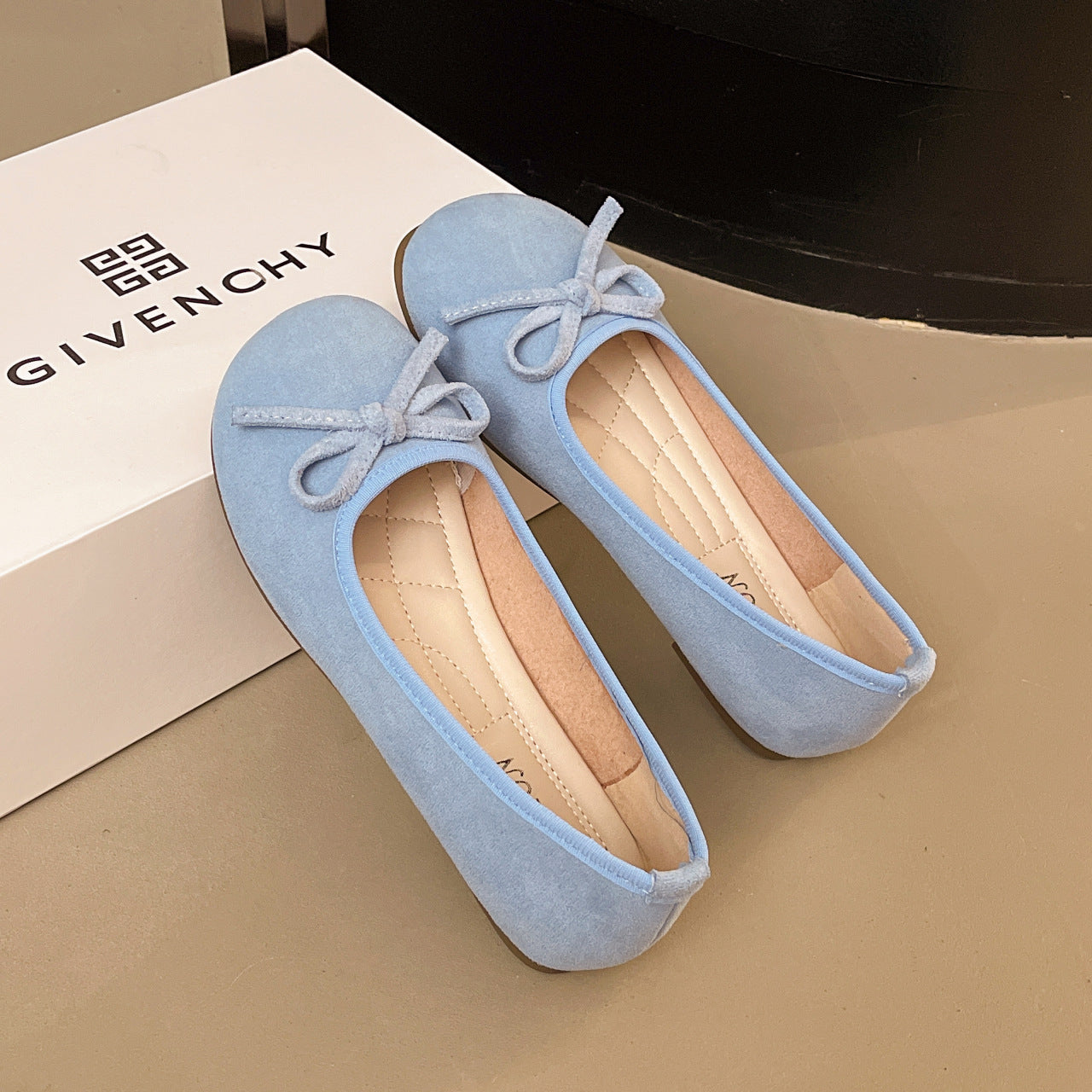 Damen elegante Ballerinas mit zierlichem Schleifendetail EB